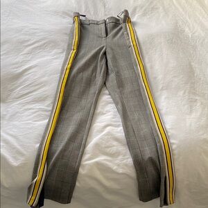 Stylish Plaid Men's Pants with Yellow Stripe